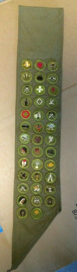 Vintage Bsa Boy Scouts Sash Merit Badges 38 Merit Badges 1960s