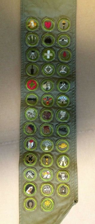 Vintage BSA Boy Scouts Sash Merit Badges 38 Merit Badges 1960s 2