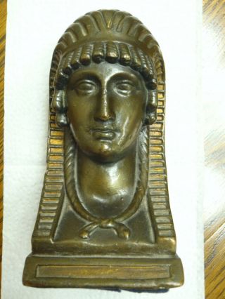 Vintage Art Deco Armor Bronze Cleopatra? Egyptian Bookend