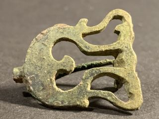 Interesting Intact Ancient Roman Bronze Fibula Brooch Circa 100 - 300ad