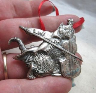 Museum Fine Arts Boston Pewter Cat Playing Fiddle Xmas Ornament