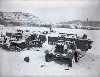 Wwii Photo Negative Captured German Wehrmacht Trucks Sdkfz