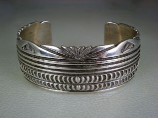 Vintage David Reeves (deceased) Navajo Stamped Sterling Silver Bracelet
