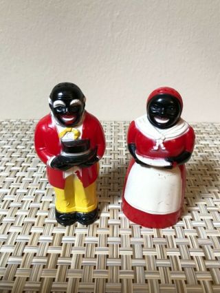 Vintage Black American Aunt Jemima And Uncle Moses Salt And Pepper Shakers