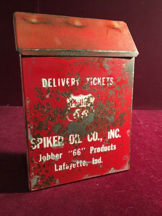 Vintage Phillips 66 Oil Co.  Advertising Metal Delivery Tickets Box