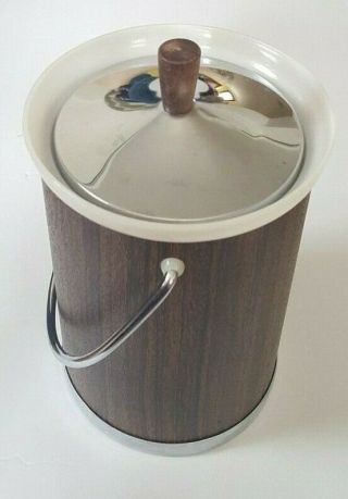 Vintage Kromex Wood Grain Ice Bucket - Mcm