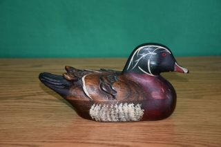 Extra 1 Leo Koppy Small Drake Woodduck Hand Carved Wood Duck Decoy Ln