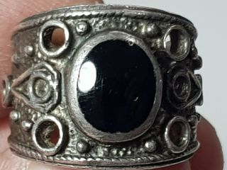 Stunning Extremely Rare Late Medieval Silver Ring Rare Stone.  9,  6 Gr17 Mm