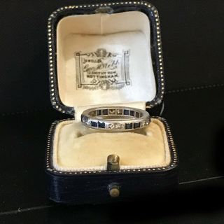 Art Deco Platinum Sapphire & Diamond Full Eternity Ring.  Uk: M 1/2 Usa: 6.  75