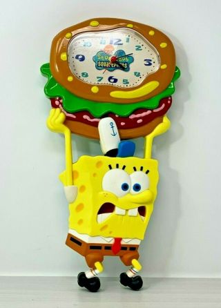 Very Rare Spongebob Holding Hamburger 15 " Wall Clock Stephen Hillenburg