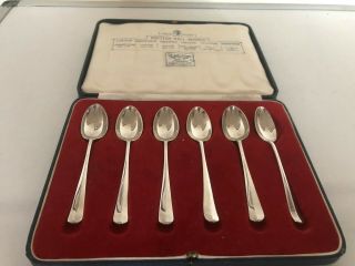 Set Of 6 British Hallmarked Solid Silver Tea Spoons (all1935) Rat Tailed