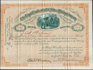 1882 Gilpin Co.  Legal Tender Gold & Silver Mining Co.  Stock Certificate Colorado