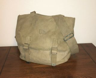 Wwii Us Army M1936 Musette Bag With Strap - Paratrooper - Dated 1942