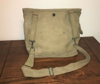 WWII US ARMY M1936 MUSETTE BAG with STRAP - PARATROOPER - DATED 1942 3