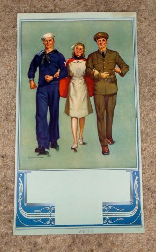 1940s Giant Ww2 Patriotic Lithograph By Anderson Soldier Sailor Nurse