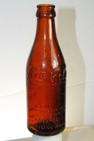 Frankfort Ind Amber Coca Cola Straight Side Bottle Very Scarce
