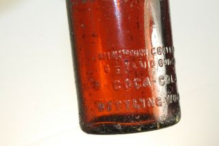 FRANKFORT IND AMBER COCA COLA STRAIGHT SIDE BOTTLE VERY SCARCE 3
