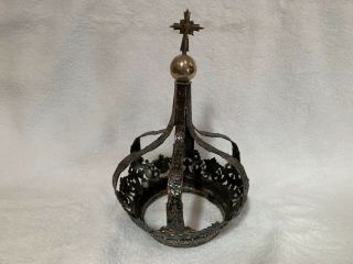 Antique Hand Made Sterling Silver Crown With Orb & Cross 11” 280 Grams