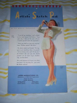 Vintage 1954 Full Year Withers Hollywood Artist’s Sketch Pad Pin - Up Calendar