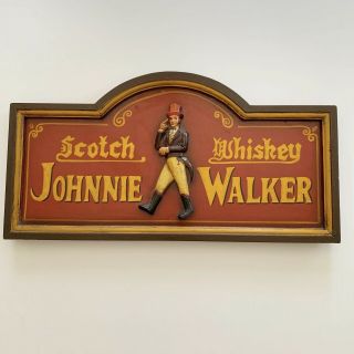 John Walker & Sons Scotch Whiskey Wooden Pub Wall Sign Red Brown Man Cave 3d