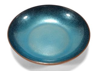 Vintage Jade Snow Wong San Francisco Enameled Blue Enamel On Copper Bowl Dish