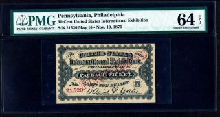 1776 - 1876 International Centennial Expo Worlds Fair Admission Ticket 50 C Pa Pmg