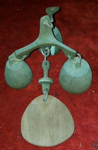 Vintage Mid Century Modern Paolo Soleri Cast Bronze Triple Bell Windchime