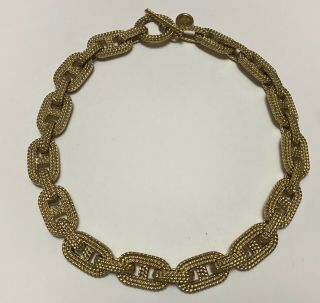 Estate Givenchy Heavy Knotted Rope Link Vintage Gold Tone Choker Necklace