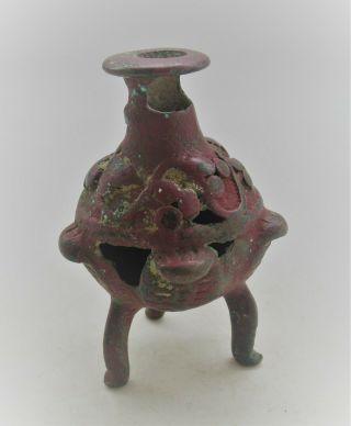 Very Unusual Ancient Near Eastern Bronze Vessel Possibly Oil Lamp