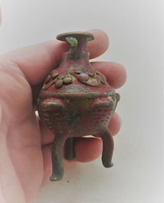 VERY UNUSUAL ANCIENT NEAR EASTERN BRONZE VESSEL POSSIBLY OIL LAMP 2