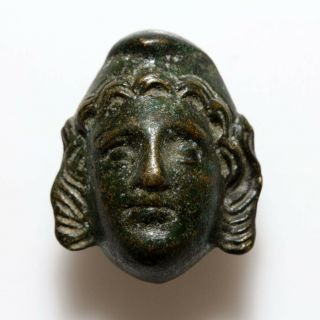 Museum Quality Roman Bronze Apollo Face Nail Ornament Ca 100 - 300 Ad