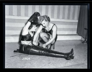 1950 Vintage Nude Negative Photo Irving Klaw Tied Up Kinbaku Perky Pinup Dungeon