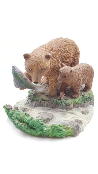 Grizzly Bear W/ Cub Fishing Russ Berrie Limited Edition Figure Figurine Statue