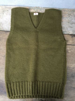 Wwii Ww2 Us Army Military Olive Wool American Red Cross Sweater Vest Sz 36
