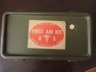 Vietnam Era Us Army Motor Vehicle First Aid Kit Louisville Depot & Contents