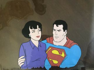 Rare - Superman And Lois - Filmation Hand Painted Cel Approx 12 X 9.  5 “