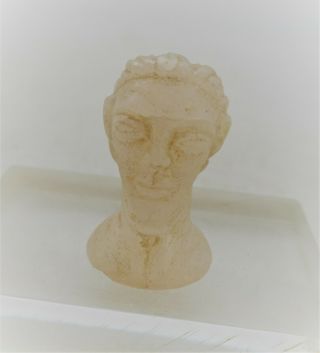Ancient Sasanian Rock Crystal Bust Male Figure Circa 500ad