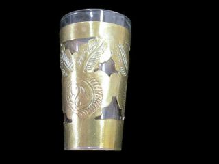 Mexican Themed Brass Slip On Standard Shot Glass Collectible Barware -