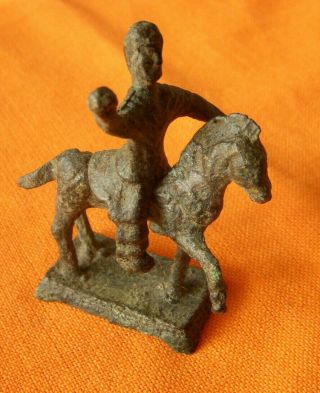 A328.  Celtic Style Bronze Horse And Rider Figurine.
