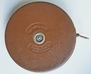 Vintage Lufkin Rule Co 100 Ft Sterling Linen Tape Measure Leather Case