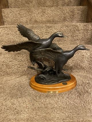 Mallard Duck Bird Bronze National Wild Turkey Association Statue “final Landing”