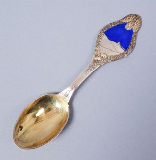 Antique 1913 Danish A Michelsen Sterling Silver Enamel Bethlehem Christmas Spoon