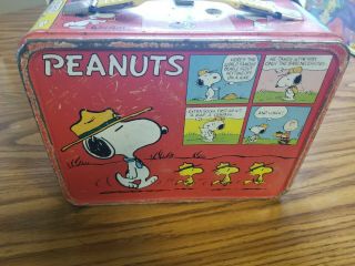 Vintage 1965 Peanuts Lunch Box Tin with Thermos Charlie Brown Snoopy 3