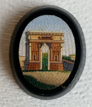 Italina Micromosaic For Victorian Pin,  Roman Ruin,  Arch Of Titus 6