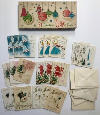 Box Of 21 Vintage Christmas Gift Cards With Envelopes Very Unique