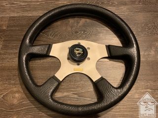 Vintage Pronto 350mm Black Rubber Steering Wheel Jdm Nardi Momo