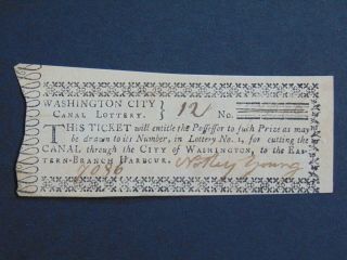 C.  1796 Washington City Canal Lottery Ticket - Washington D.  C.