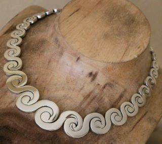 Vtg Mexico Sterling Massive Swirl Puzzle Link Necklace 148 Grams 17 Inch