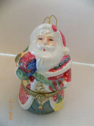 Mr.  Christmas Music Box And Motion Ornament Santa Porcelain - Vgc