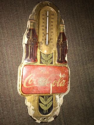 Coca Cola Thermometer Vintage 1941 Twin Bottle Robertson